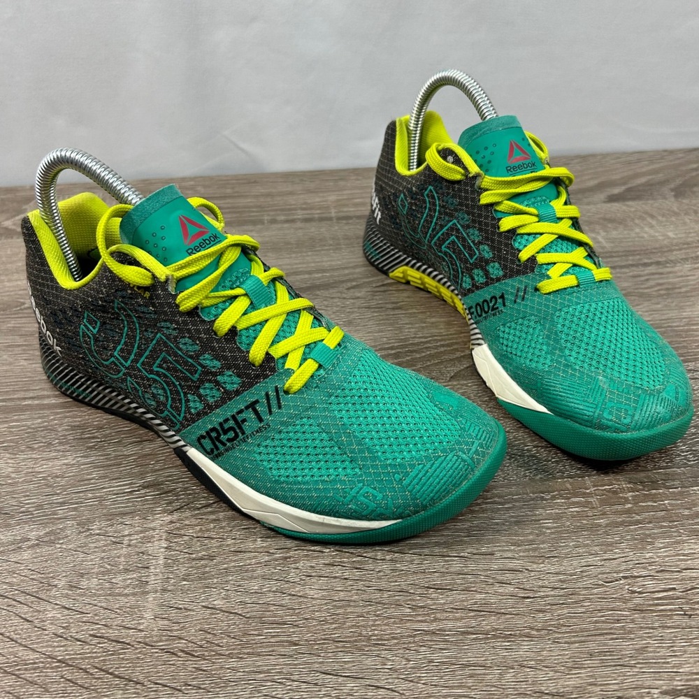Reebok Teal Green and Neon Yellow Athletic Shoes